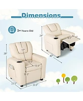 Kids Recliner Chair Push Back with Cup Holder and Side Pocket Comfortable Toddler for Relaxing