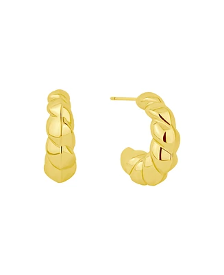 And Now This 18K Gold Plated Twisted Puff C-Hoop Earrings