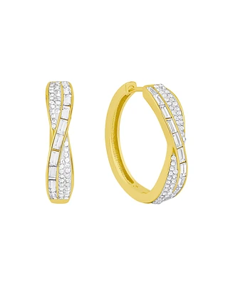 And Now This 18K Gold Plated Crystal Hoop Earrings