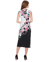 London Times Petites Floral-Print Midi Dress