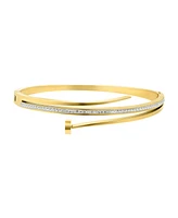 Adornia Tarnish Resistant Gold Pave Nail Bangle Bracelet