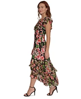 Tommy Hilfiger Women's Printed Empire-Waist Ruffle-Sleeve Dress