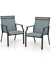 Gymax Patio Dining Chairs Set of 4 All Weather Outdoor Chairs w/ High Back & Armrests