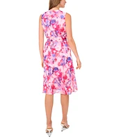 Msk Petite Printed Sleeveless Tie-Waist Shirtdress