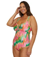 Becca Etc Plus Mirage Lace-Up One-Piece Swimsuit