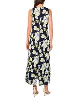 Vince Camuto Women's Floral-Print Back-Slit Sleeveless Maxi Dress