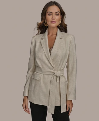 Donna Karan New York Women's Metallic Linen-Blend Belted Jacket