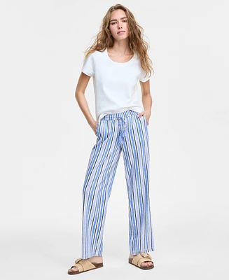 Liverpool Los Angeles Women's Drawstring Wide-Leg Pull-On Pants
