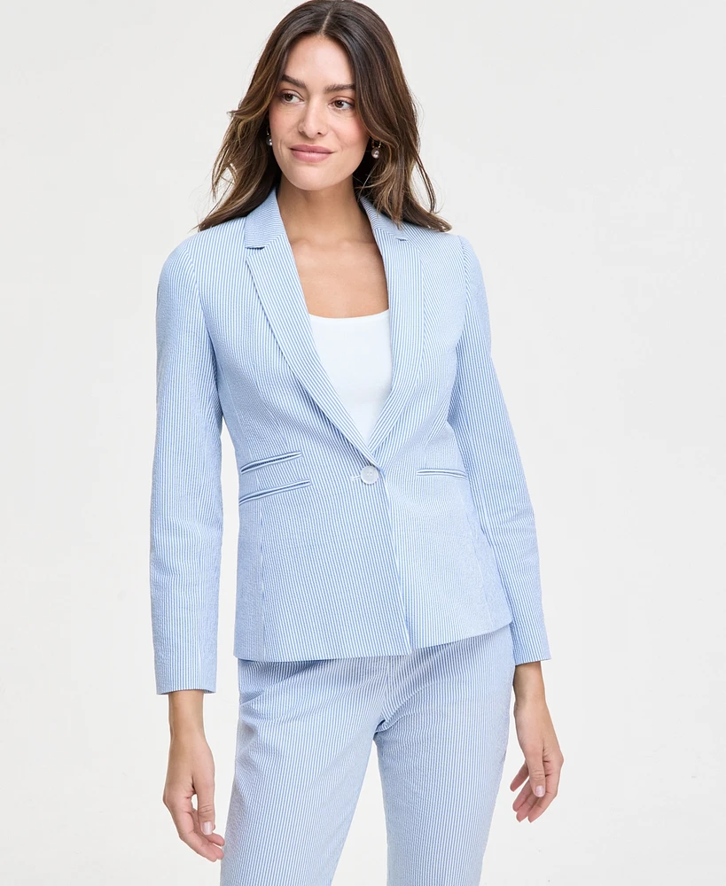 Tahari Asl Women's Seersucker Ruched-Sleeve Jacket