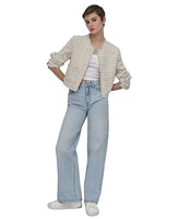 Dkny Jeans Womens Frayed Cropped Long Sleeve Jacket Ribbed Cropped Tank Top High Rise Tailored Wide Leg Jeans