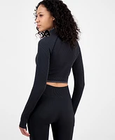 Id Ideology Women's Half-Zip Crop Long-Sleeve Top, Exclusively at Macy's