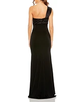 Women's One Shoulder Draped Trumpet Gown