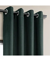 Half Price Drapes Focal Green Grommet Textured Faux Linen Room Darkening Curtain