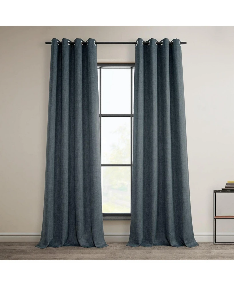 Half Price Drapes Reverie Blue Grommet Textured Faux Linen Room Darkening Curtain