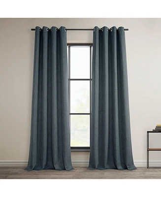 Half Price Drapes Reverie Blue Grommet Textured Faux Linen Room Darkening Curtain