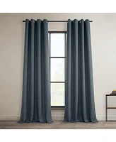 Half Price Drapes Reverie Blue Grommet Textured Faux Linen Room Darkening Curtain