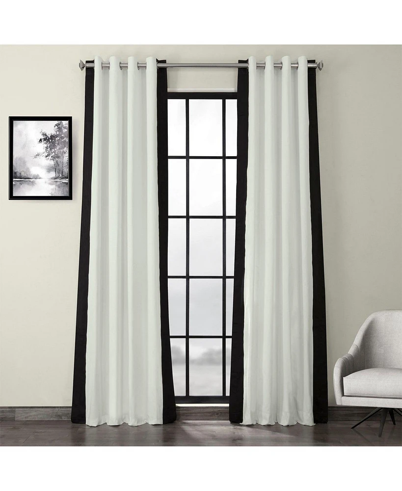 Half Price Drapes Fresh Popcorn & Black Bordered Grommet Vertical Printed Cotton Curtain