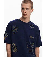 Desigual Men's T-shirt with tribal embroidery