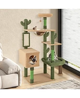 Gymax 59'' Cactus Cat Tree for Indoor Cats w/ Sisal Scratching Posts & Board Condo
