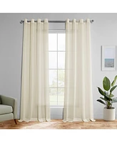 Half Price Drapes Gardenia Grommet Textured Faux Linen Sheer Curtain