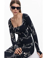 Desigual Women's Square neckline dress Lettering