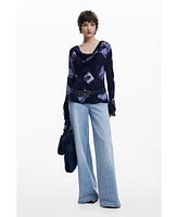 Desigual Women's Asymmetric collage blouse