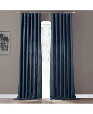 Half Price Drapes Sergeants Blue Italian Faux Linen Room Darkening Curtain