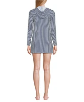 Lands' End Women's Petite Hooded Mini Swim Upf 50 Cover-Up Dress