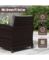 3 Pieces Rattan Patio Furniture Set with Washable Cushion