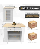 Kitchen Island with Ample Storage and 3-Level Adjustable Shelves for Organizing