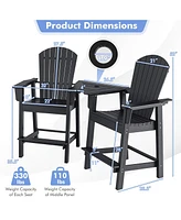 Gymax 2PCS Hdpe Tall Adirondack Chair Barstools Connecting Tray Yard Footstool