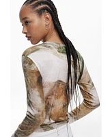 Desigual Women's High-neck horse T-shirt