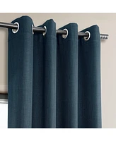 Half Price Drapes Story Blue Grommet Textured Faux Linen Room Darkening Curtain