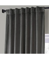 Half Price Drapes Nightlife Grey Signature Plush Velvet Hotel Blackout Curtain