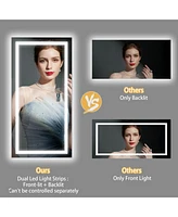 Luvodi 47 x 23 In Large Bluetooth Led Bathroom Mirror Smart Wall Vanity Mirror Anti-Fog