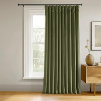 Half Price Drapes Hunter Green Signature Extra Wide Velvet Blackout Curtain