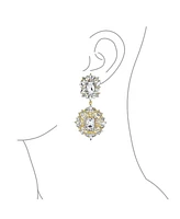 Bling Jewelry Big Crystal Art Deco Statement Chandelier Dangle Earrings Yellow Gold & Black Plated Metal