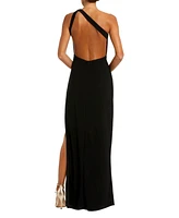 Women's One Shoulder Gown with Sheer Embellished Cut Out