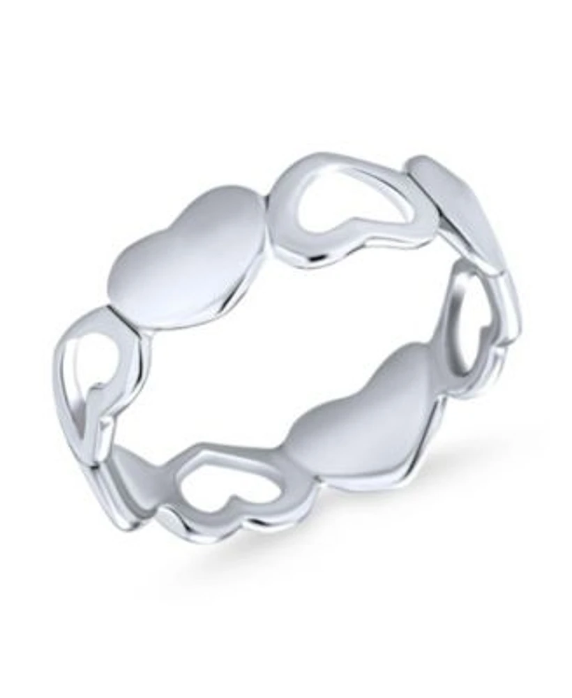 Bling Jewelry Silver Ring Bff Friendship Open Heart Eternity Band Promise Ring In Sterling