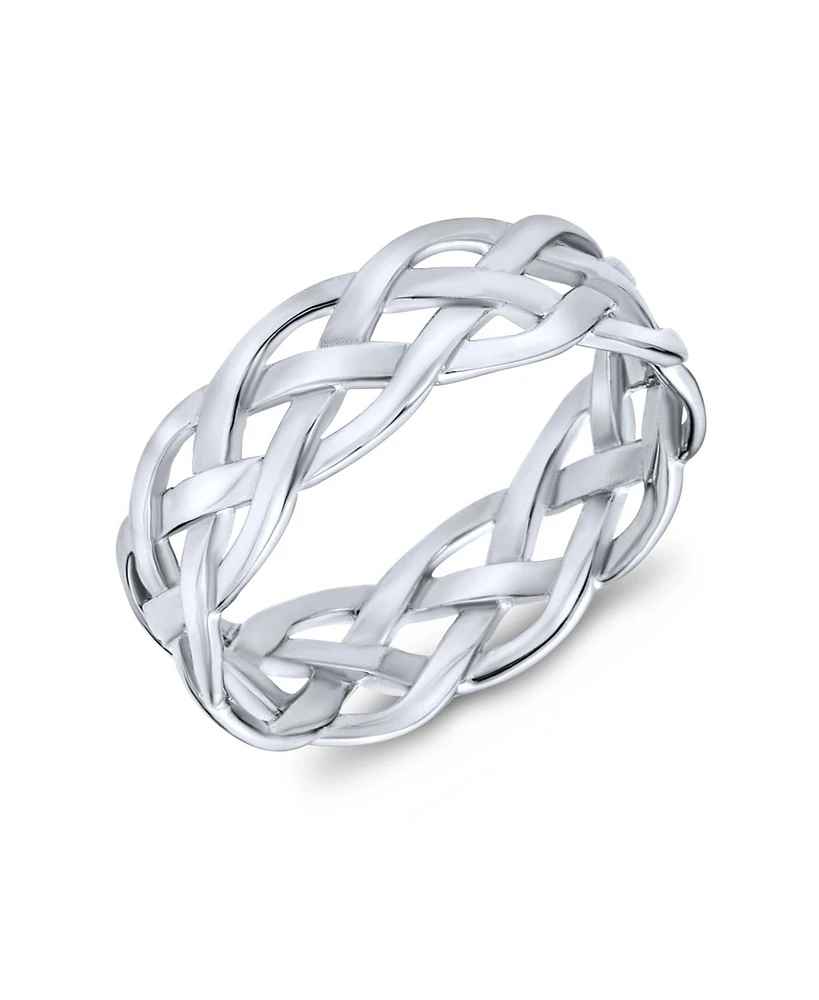 Bling Jewelry Silver Ring: Criss Cross Weave Braided Band Rope Twisted Cable Eternity Sterling