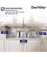 DeerValley 36" L x 22" W Apron Front Farmhouse Single Bowl Stainless Steel Workstation Kitchen Sink with Accessories