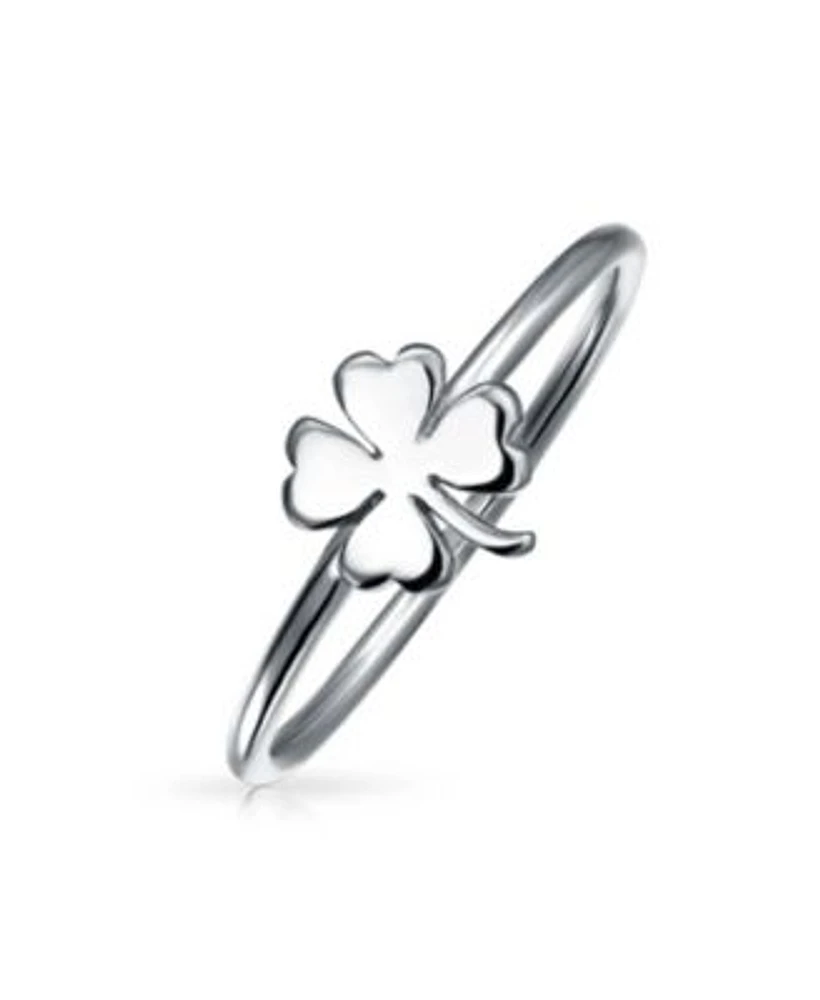 Bling Jewelry Delicate Celtic Shamrock Clover Silver Ring Good Luck Oxidized Sterling