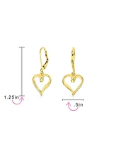 Bling Jewelry Delicate Open Heart Shaped Dangle Earrings Rose Gold Plated Sterling Silver