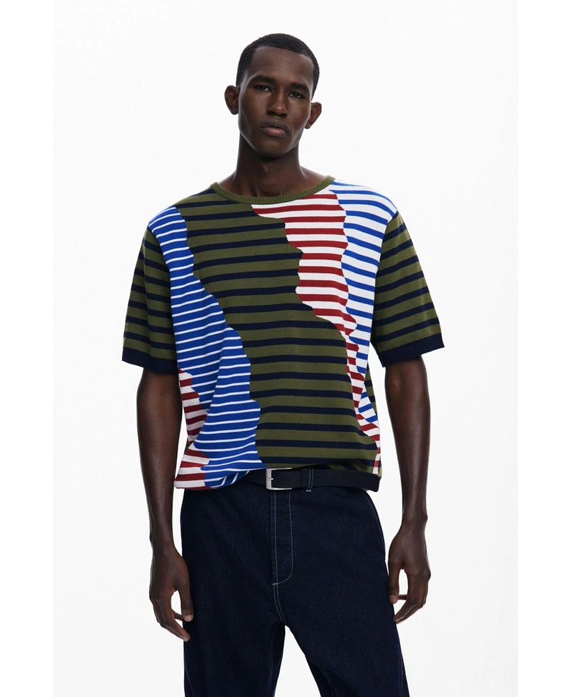 Desigual Men's Asymmetric striped T-shirt