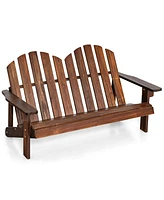 Gymax Kid Adirondack Chair Solid Wood Loveseat Backrest Arm Rest for 2 Person Patio