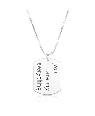 White Gold Plated Dog Tag Pendant Necklace