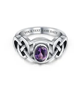 Bling Jewelry Celtic Purple Amethyst Trinity Love Knot Triquetra Infinity Band Ring Oxidized .925 Sterling Silver