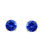 Bling Jewelry 1-2 Ct Round Cz Stud Earrings Pink, Red, Blue, Brown, Green, 14K Gold/Silver
