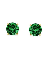 Bling Jewelry 1-2 Ct Round Cz Stud Earrings Pink, Red, Blue, Brown, Green, 14K Gold/Silver