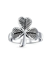 Bling Jewelry Saint Patrick's Good Luck Celtic Silver Ring with Trinity Shamrock Design